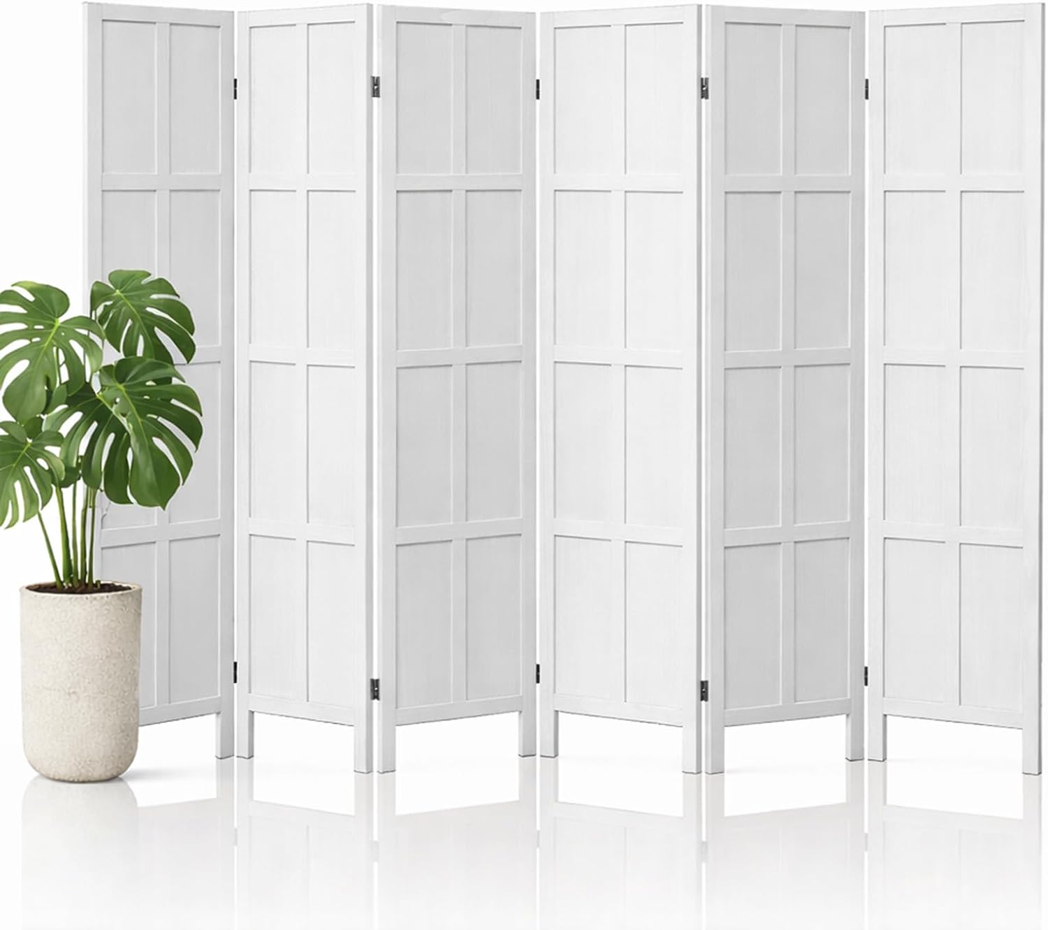 Partition Screen Divider - Paravent en bois à 6 panneaux