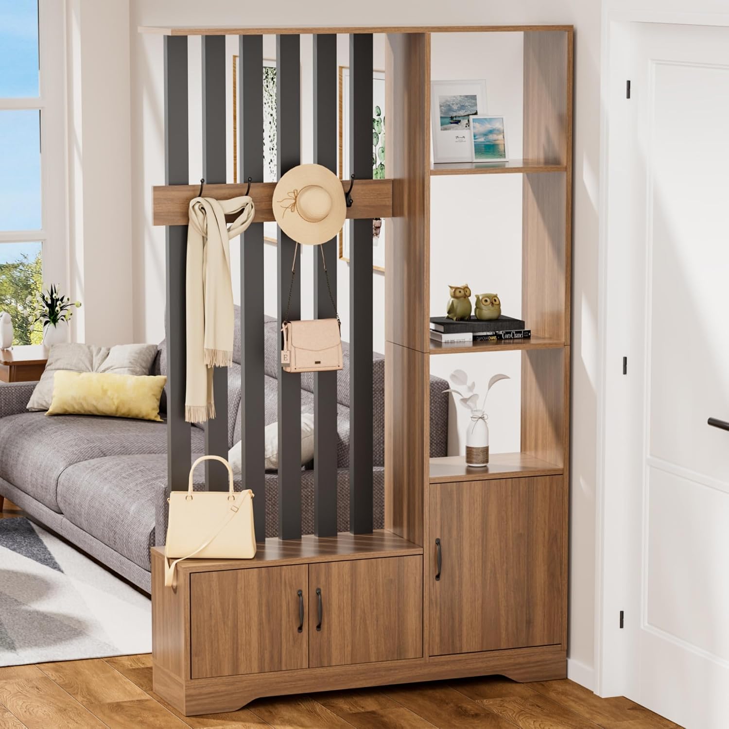 Partition Screen Divider - Paravent avec étagères, cloison du sol