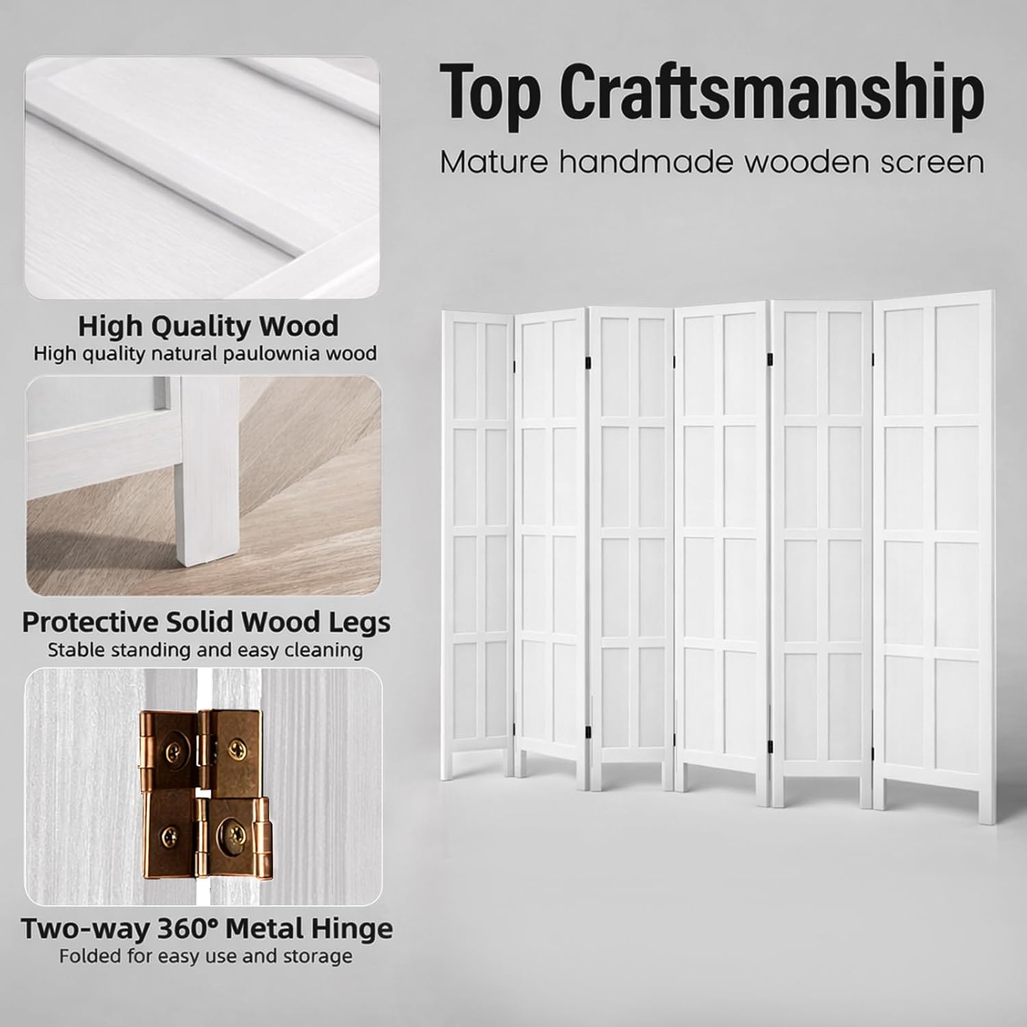 Paravent en bois à 6 panneaux  - Partition Screen Divider avis et prix